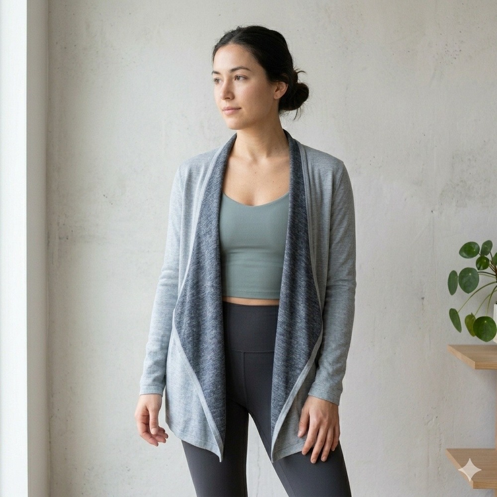 Lululemon Reflection Wrap Womens Small Heathered Blurred Grey Coal Sweater Yoga